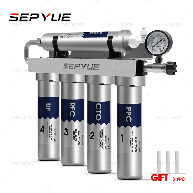 304 เครื่องกรองน้ําสแตนเลสน้ําดื่มห้องครัว 5 ขั้นตอนระบบกรองน้ํา UF TapWater เครื่องฟอกอากาศสําหรับ Home 1