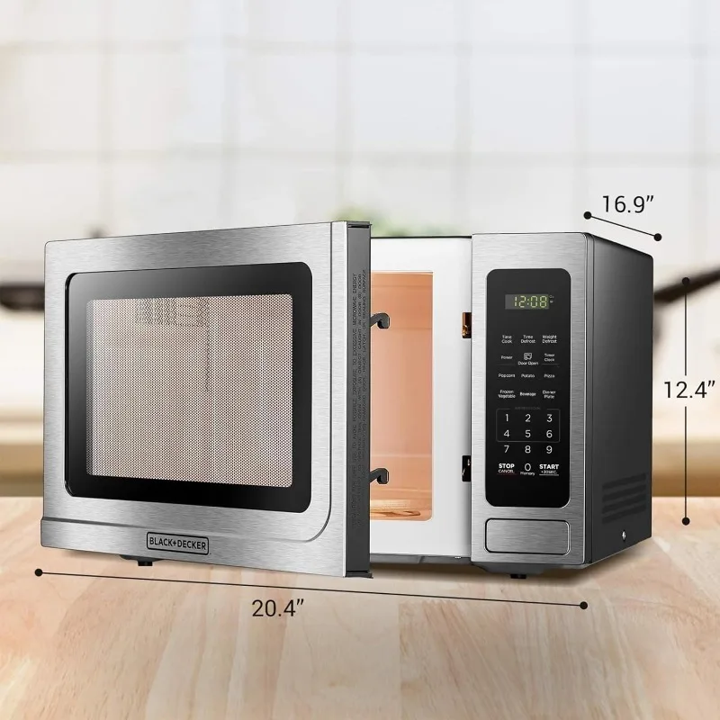 BLACK+DECKER EM036AB14 Digital Microwave Oven with Turntable Push-Button Door, Child Safety Lock, Stainless Steel, 1.4 Cu.ft 5
