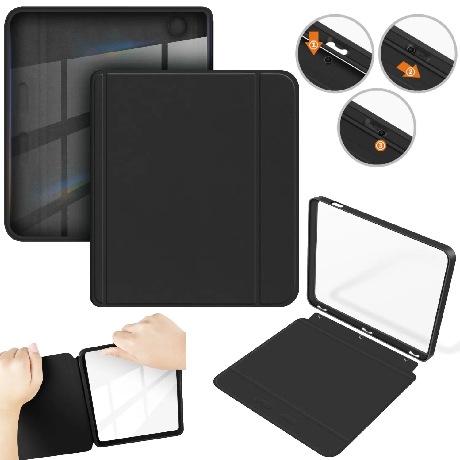 7 Detachable 2-in-1 Clear Acrylic and PU Leather E-Reader Case