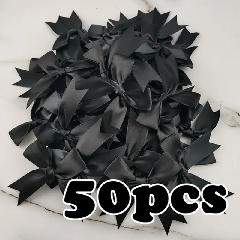 50-Piece Set of 1-Inch Fresh Pink Satin Ribbon Bows
