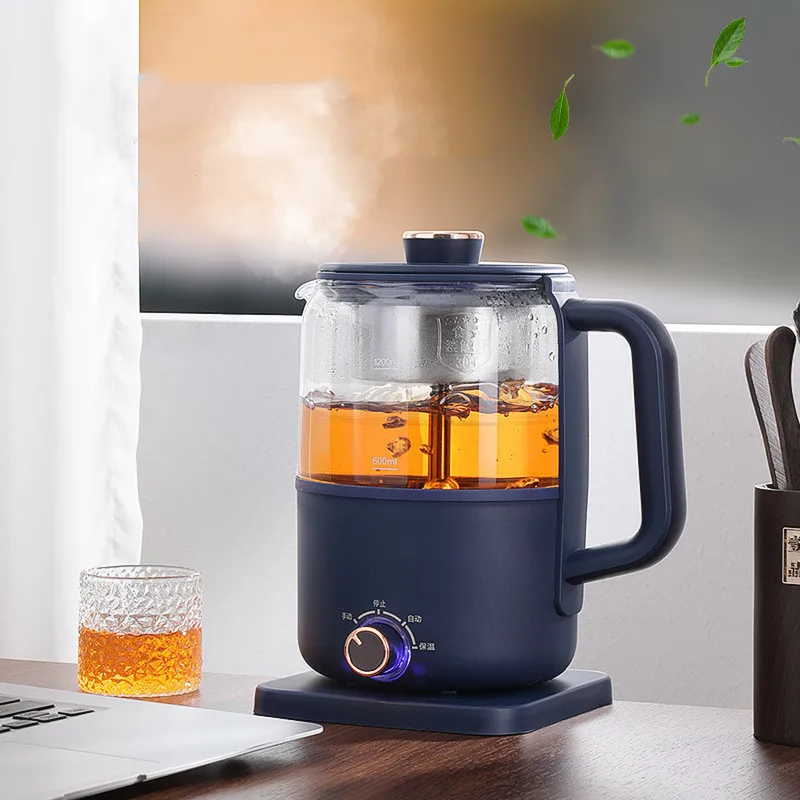 Tea Maker Black Tea Pu'er Glass Steam Teapot Automatic Thermal Insulation Steam Boiling Kettle Health Pot Heating Pot 1.2L multi functional tea pot