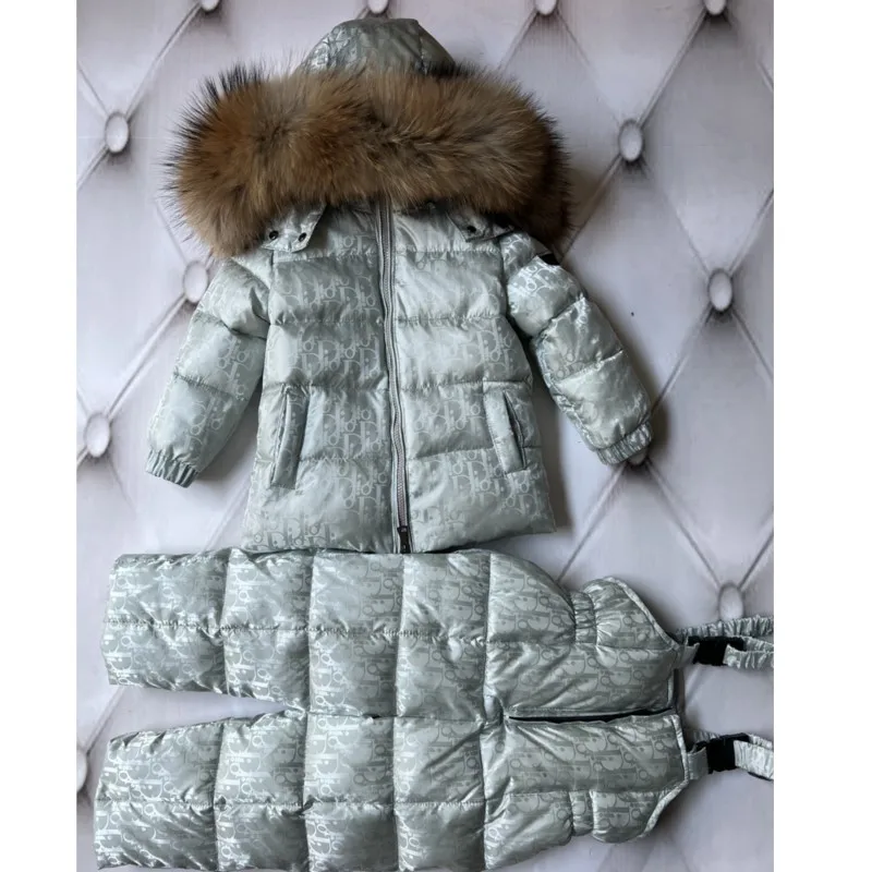 Зимний Комбинезон Winter White Duck Down Jacket Set For Boys And Girls Thickened High-end Children's Skiing Suit Лыжный Костюм