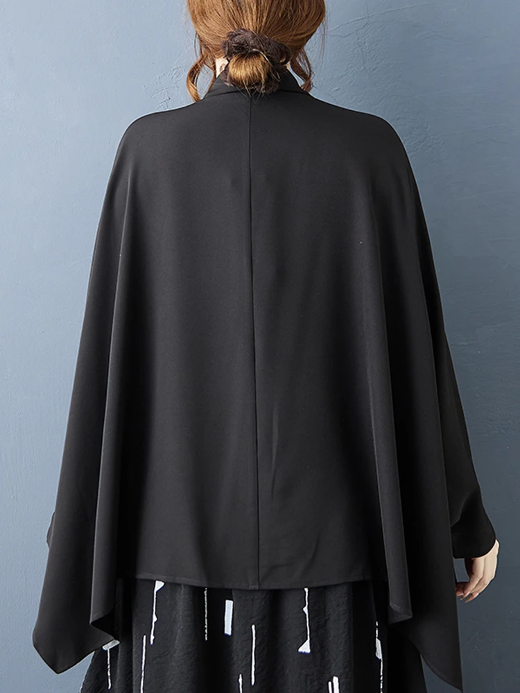 Women Ruffles Irregular Oversized Blouse New Stand Collar Long Sleeve Loose Casual Shirt Top Fashion Clothing Spring Autumn 2025