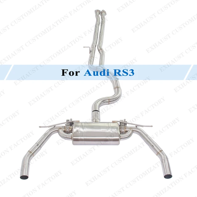 Brushed Exhaust System for 2017-2024 Audi RS3 2.5T Performance Muffler Electronic Vacuum Valve Remote Control Customizable