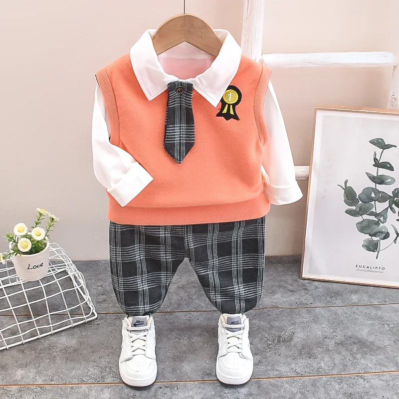 New Winter Baby Clothing Sets Autumn Boys Girls Cotton Thick Warm Hooded Sweater Cartoon Cute Bear Three-Piece kids Suit 0-4Y 5