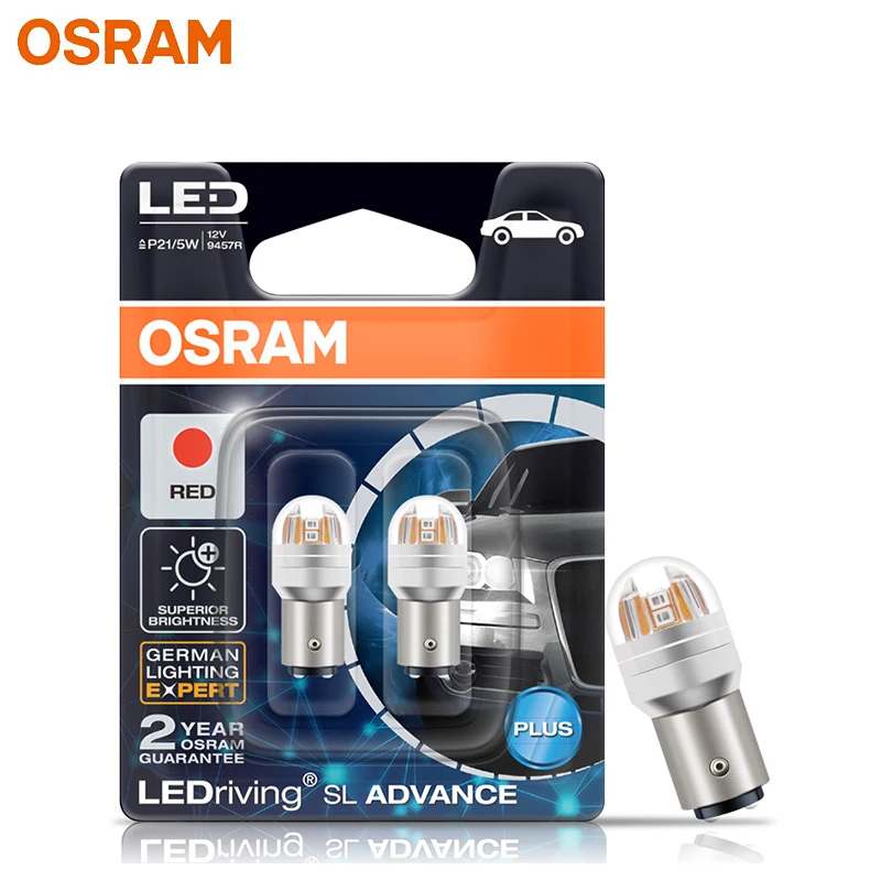 OSRAM Upgrade LED Signal Light S25 P21W PY21W P21/5W LEDriving SL Advance  1156 1157 LED Car Fog Bulb Brake Position Stop Lamp 2X