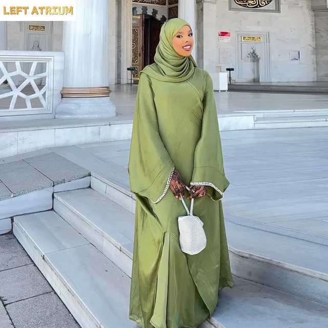 108818-048617.jpg Kimono Cardigan pour Femmes Musulmanes, Robes Abaya Ouvertes Ornées de Diamants, Écharpe, Longue Robe, Robe de Dubaï, Robe Turque, Vêtements Islamiques, Marocain, Eid, Ramadan