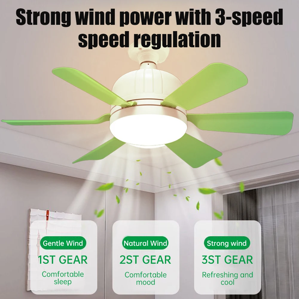 LED Ceiling Fan Light E27 40W Ultra Quiet Remote Control Ceiling Fan Lamp Detachable Color Blade Dimming Air Circulation