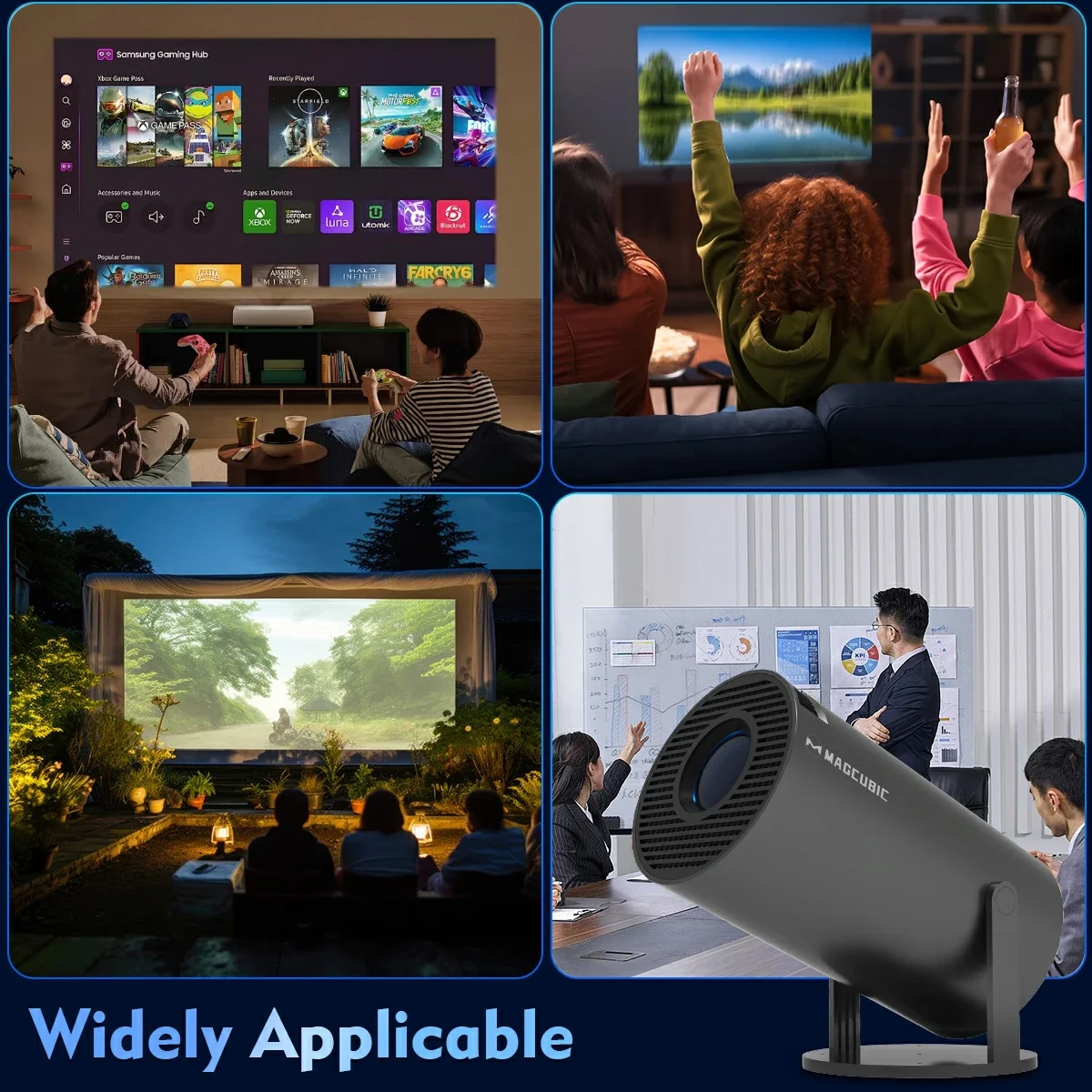 미니 휴대용 프로젝터, 4K 1080P 지원, 듀얼 밴드 WIFI 6, 블루투스 5.2, 180도 회전 °   회전 가능한 35-130 스크린 비디오 프로젝터