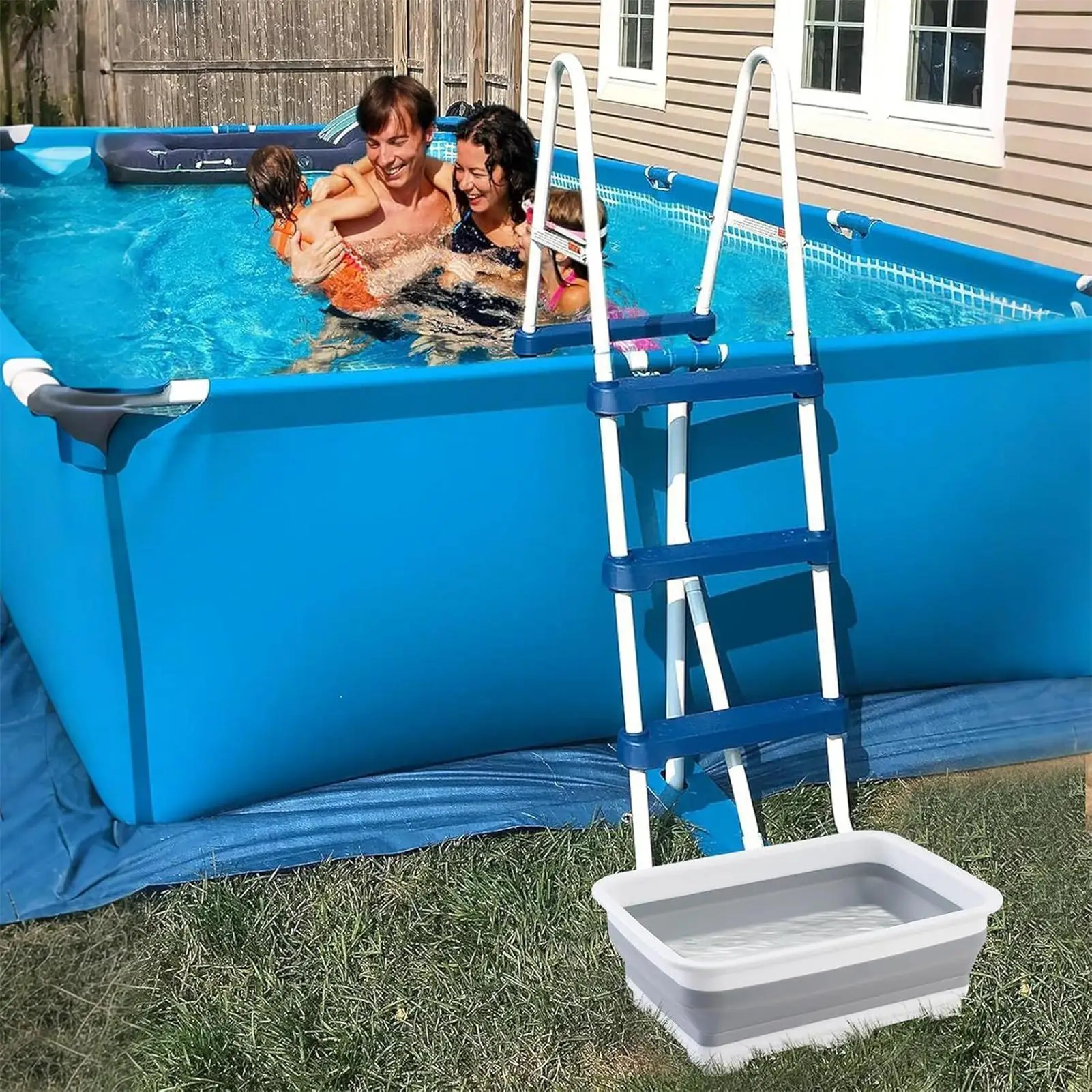 1pc Portable Foldable Foot Basin Convenient Foot Soaking Bath for Pool Beach Foldable Foot Soaking Bath for Pool Entry Ladder