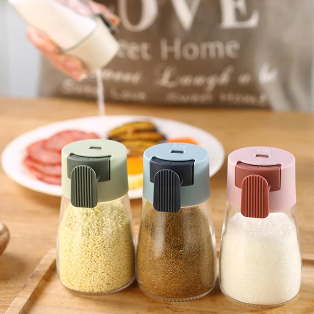 1pc Light Green Press-type Salt Shaker And Multi-purpose Seasoning Bottle  With Measuring Function For Kitchen