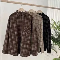 Autumn/Winter Retro Long Sleeve Plaid Shirt Korean Fashion Versatile Autumn Plaid Shirt Loose Versatile Top