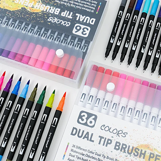 120 Colors Dual Tip Brush Pens, Fine Tip Brush Markers for Adult Coloring  Books