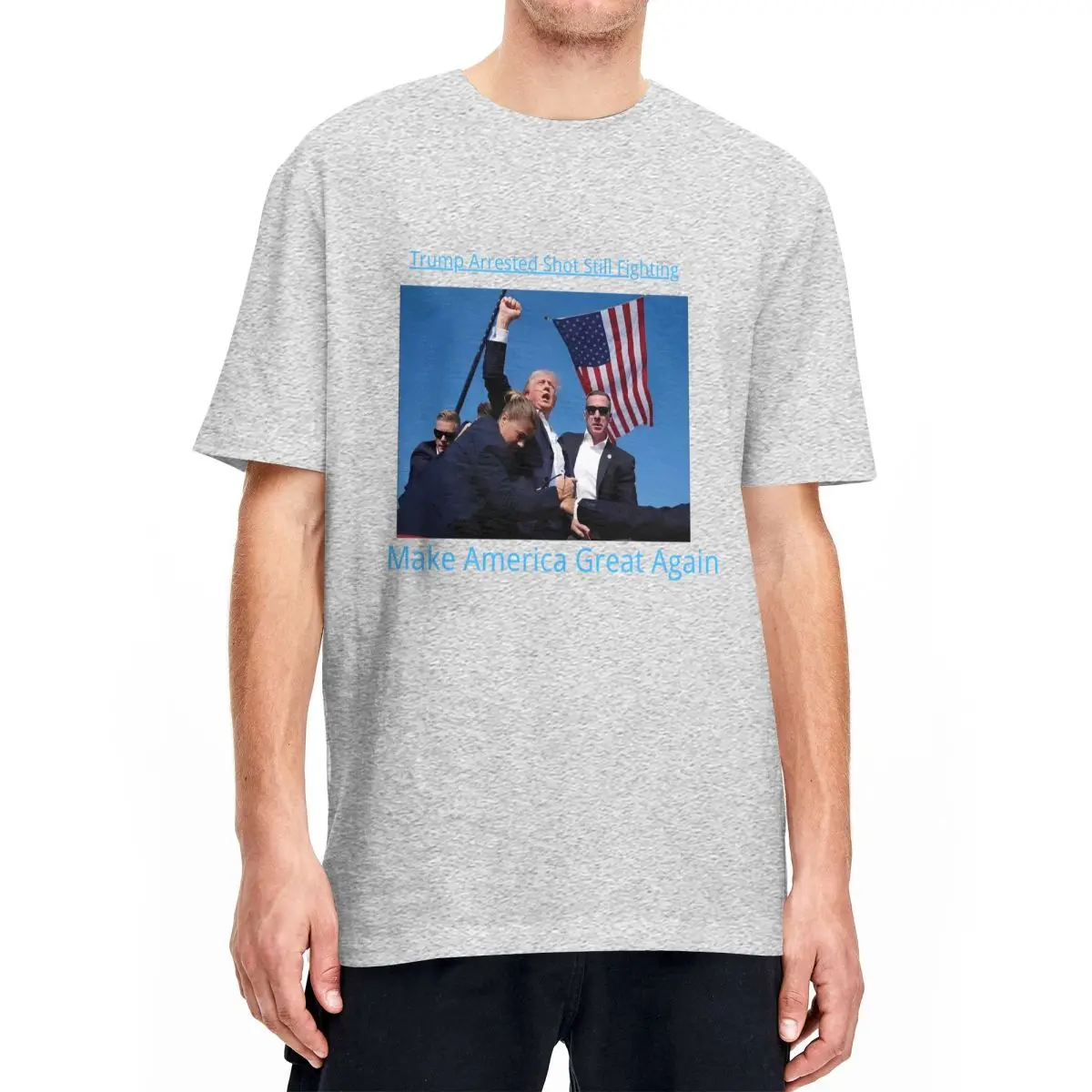 thumbnail image 1 of Camisetas de algodón para hombre con la frase "Arrestan a Trump y siguen luchando para hacer de Estados Unidos una gran nación", camisetas de verano con cuello redondo, tallas 4XL, 5XL y 6XL, 1 of 5