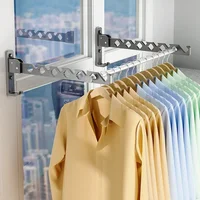 Clothes Drying Rack Adjustable Angle Clothes Hanger Wall-mounted Coat Dryer Collapsible Clothing Organizer Large Loading-bearing 2