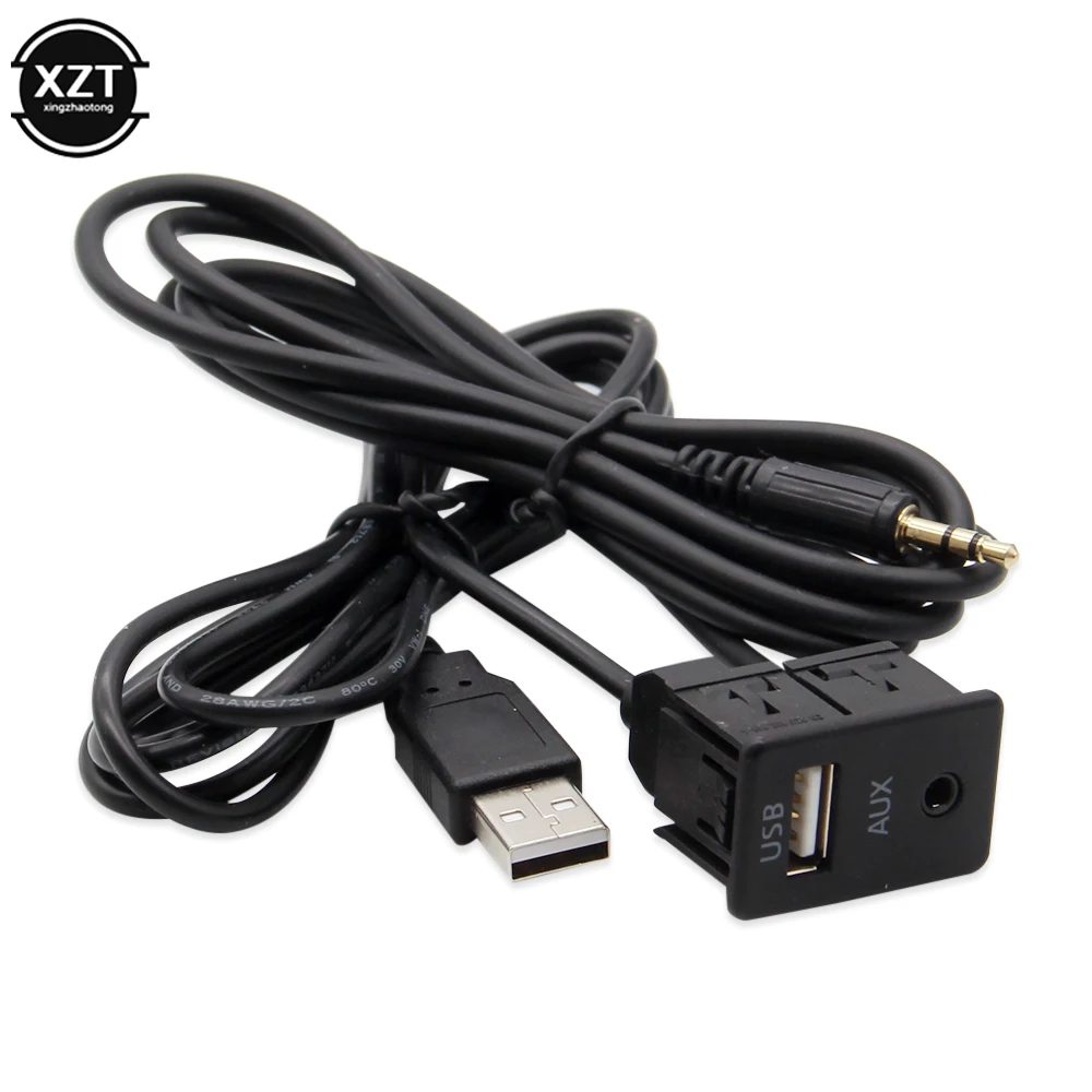 

100 см автомобильный утопленный кронштейн USB-порт Панель Автомобильная лодка 3,5 мм AUX USB Удлинительный Кабель-адаптер