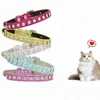 Super Shining Diamond Rhinestone Cat Collar Puppy Baby Dog Cat Collar Leather Strap Kitten Accessories Adjustable Cat Necklace 4