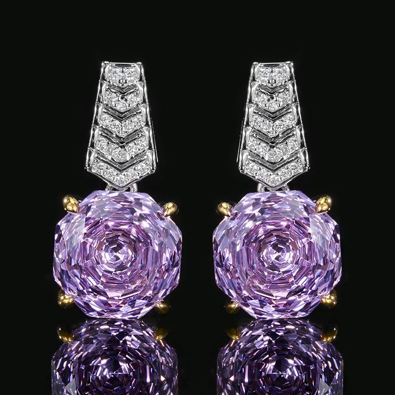 Shiny Purple Rose Cut Gemstone Jewelry Elegant Luxury Fashion