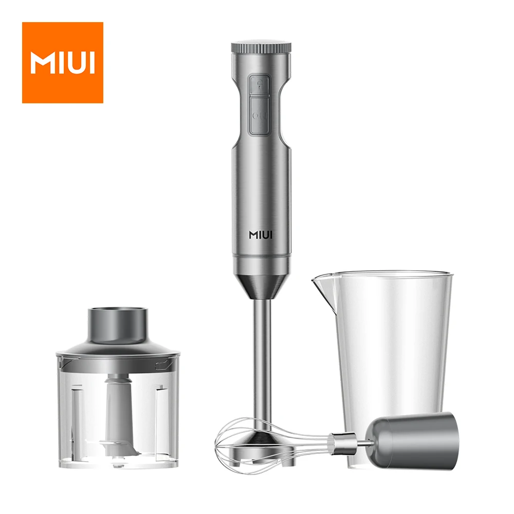 MIUI frullatore a immersione manuale 1000W potente 4-in-1, miscelatore per  alimenti in Stick in acciaio inossidabile, becher di miscelazione da 700ml,  processore da 500ml, frusta