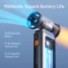 JISULIFE Portable Turbo Handheld Fan, 100 Winds Speeds Adjustable, 9000 mAh Rechargeable Battery, LED Display, Outdoor Camping 2