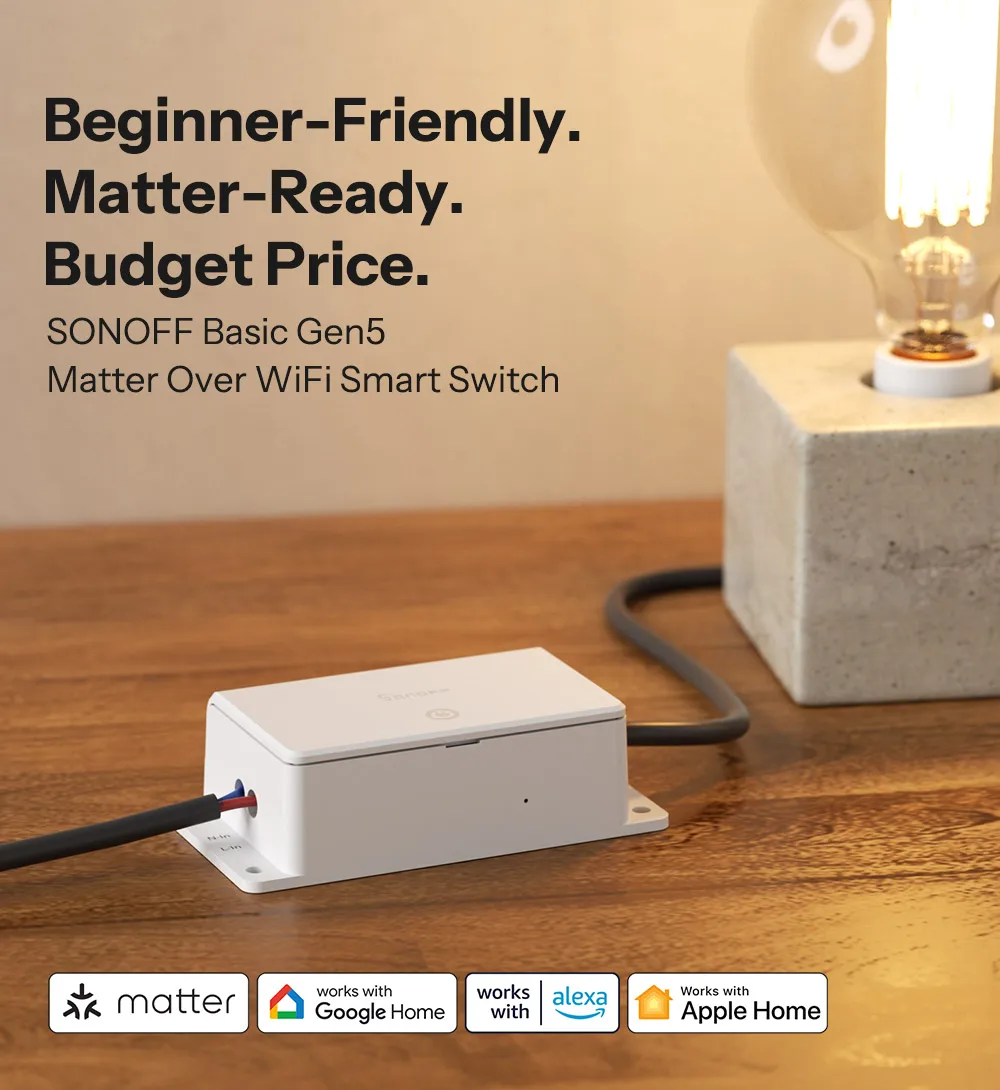 SONOFF 베이직 Gen5 매터 오버 WiFi 스마트 스위치 BASIC-1GS DIY 스위치 스마트 홈 타이머 스위치 모듈 Alexa Homekit과 호환