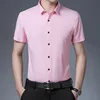 Men's Business Casual Solid Color Short Sleeved Shirt Non Ironing Comfortable Top 4