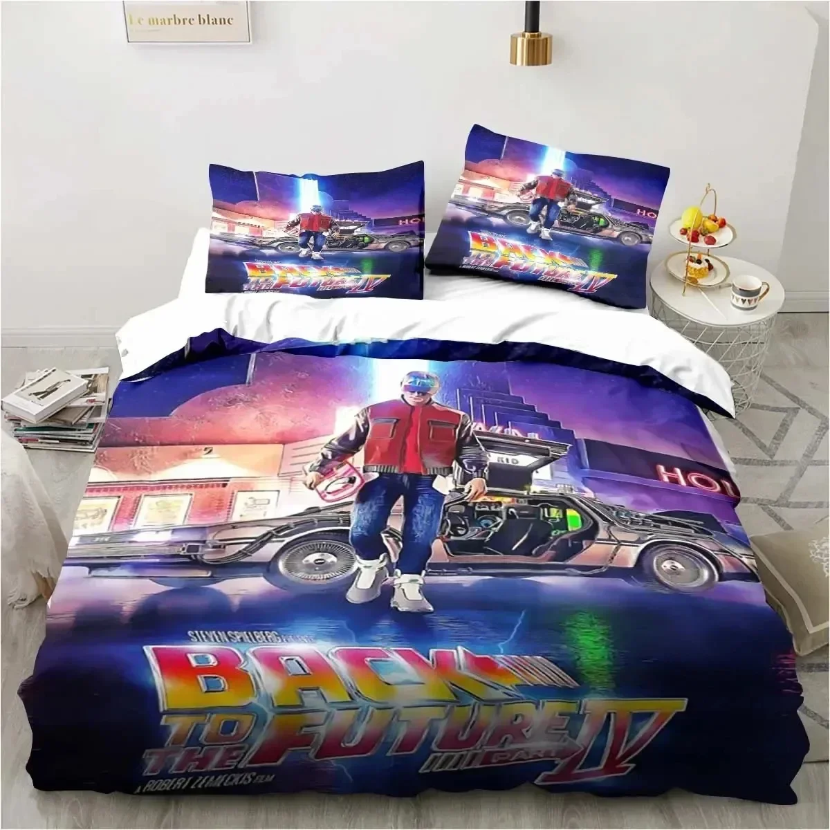 Back To The Future Classic Movie Retro Bedding Set Bed Three Piece Set Single Double Bed Queen Size King Quilt Cover Boy Gift
