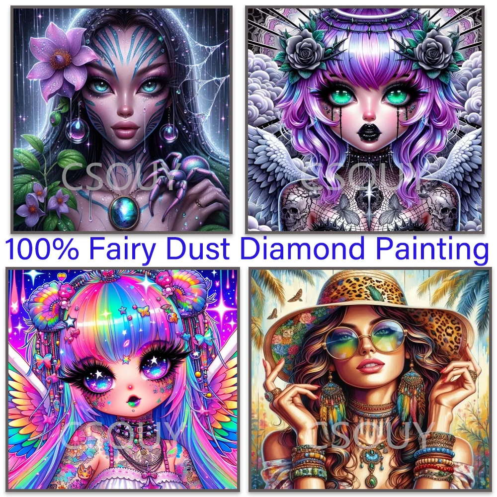 Fairy Dust Square Drill Full Cartoon Gril Fairy Diy Diamond Painting Cross Stitch Crystal Embroidery Mosaic Decor Needlewor