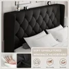ing Size Platform Bed Frame with Button Tufted Headboard,Upholstered Bed Frame with Solid Wooden SlatsNoise Free,Easy Assembly 2