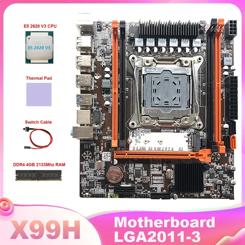 Системная плата X99H системная для компьютера с процессором E5 2620 V3 + DDR4 4 Гб 2133 МГц