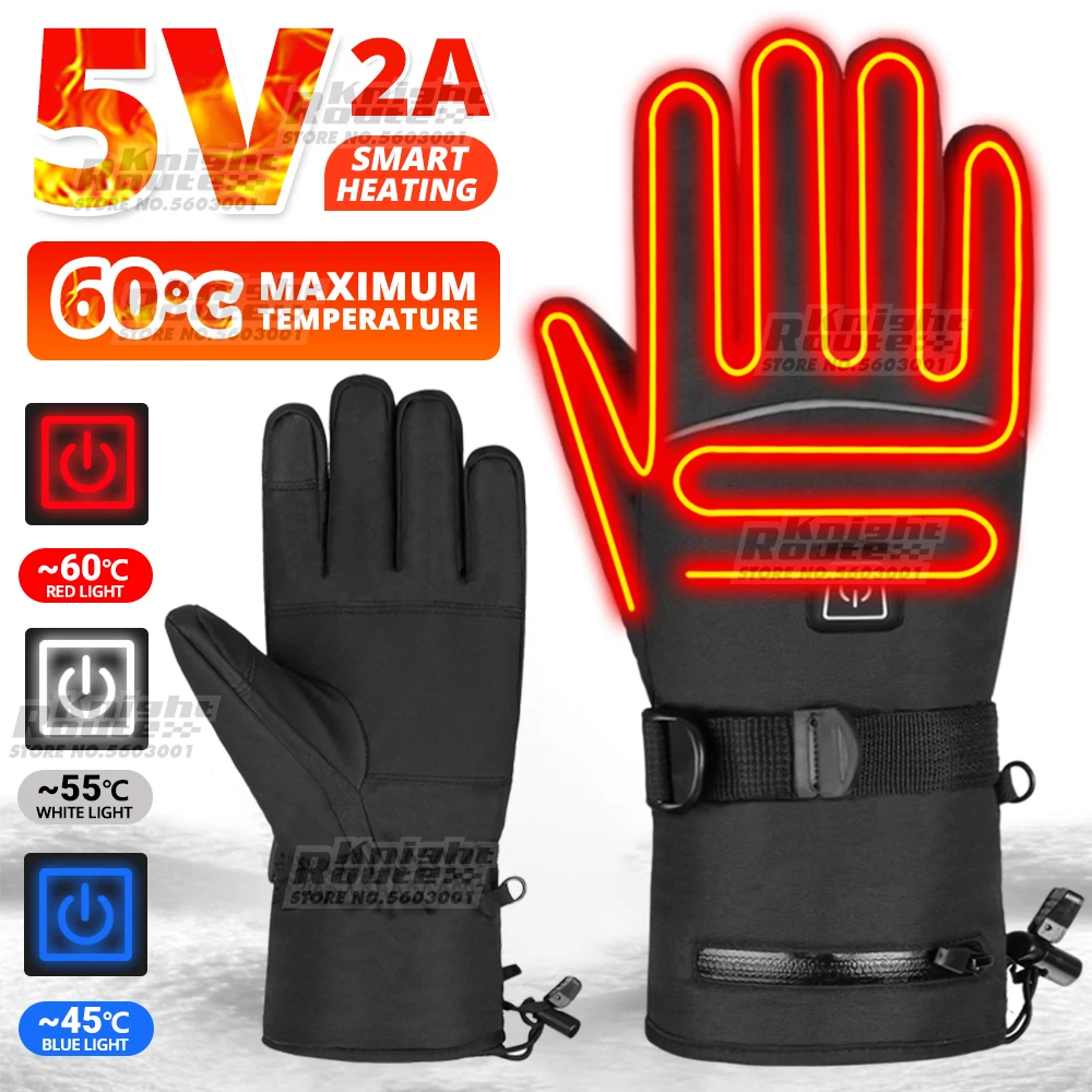 

Winter Heated Gloves 5V 2A Heated Hand Warmer Electric Gloves Waterproof Coldproof Bike Skiing Outdoor Riding Fishing