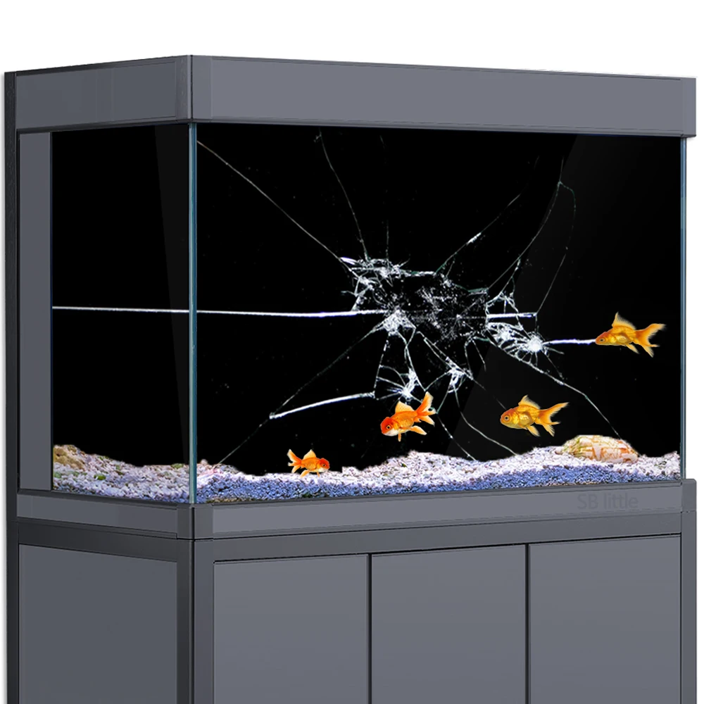 

Fish Tank Aquarium Background 3D Black Glass Broken HD Reptile Habitat Decorations PVC Poster Sticker Printing Wallpaper