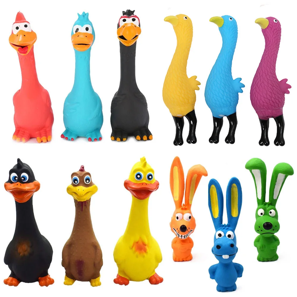 PetDogSqueakySoundAnimalShapeChewToysRubberScreamingChickenDogsInteractiveToyFor