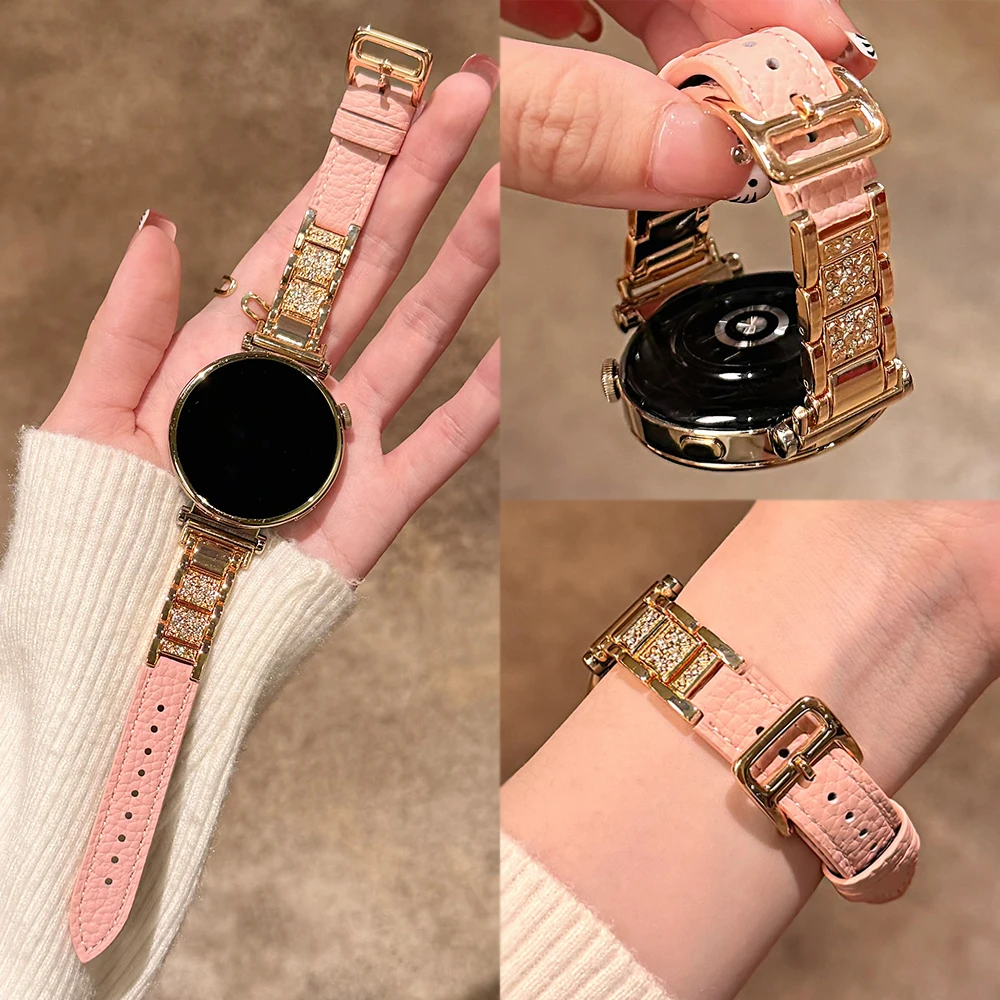 Elegant Diamond-Accented Women's Metal Watch Strap Bracelet