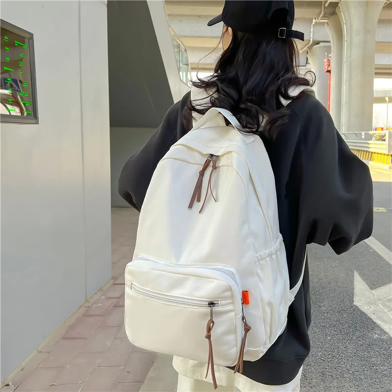 

2023 New Cool Nylon Male Backpack Women Travel Bag Backpacks Schoolbag For Teenage Girl Solid Color Backpack Student Schoolbag