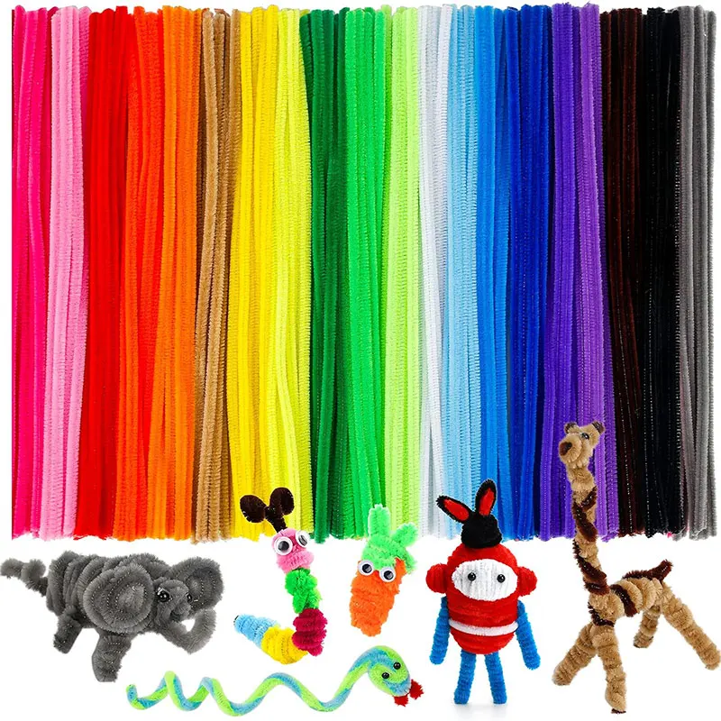100Pcs Multi-Color Chenille Stems Pipe Cleaners Kids Plush Stick Children's Educational Toys For DIY Creative School Projects