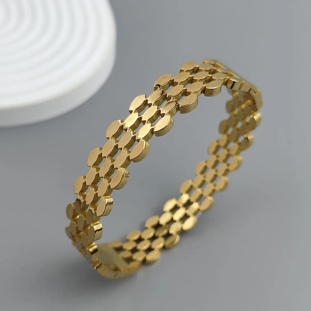 Bangle Bracelet Stainless Steel Bracelet honeycomb hollow gold-plated stainless steel bracelet waterproof silver bracelet couple jewelry
