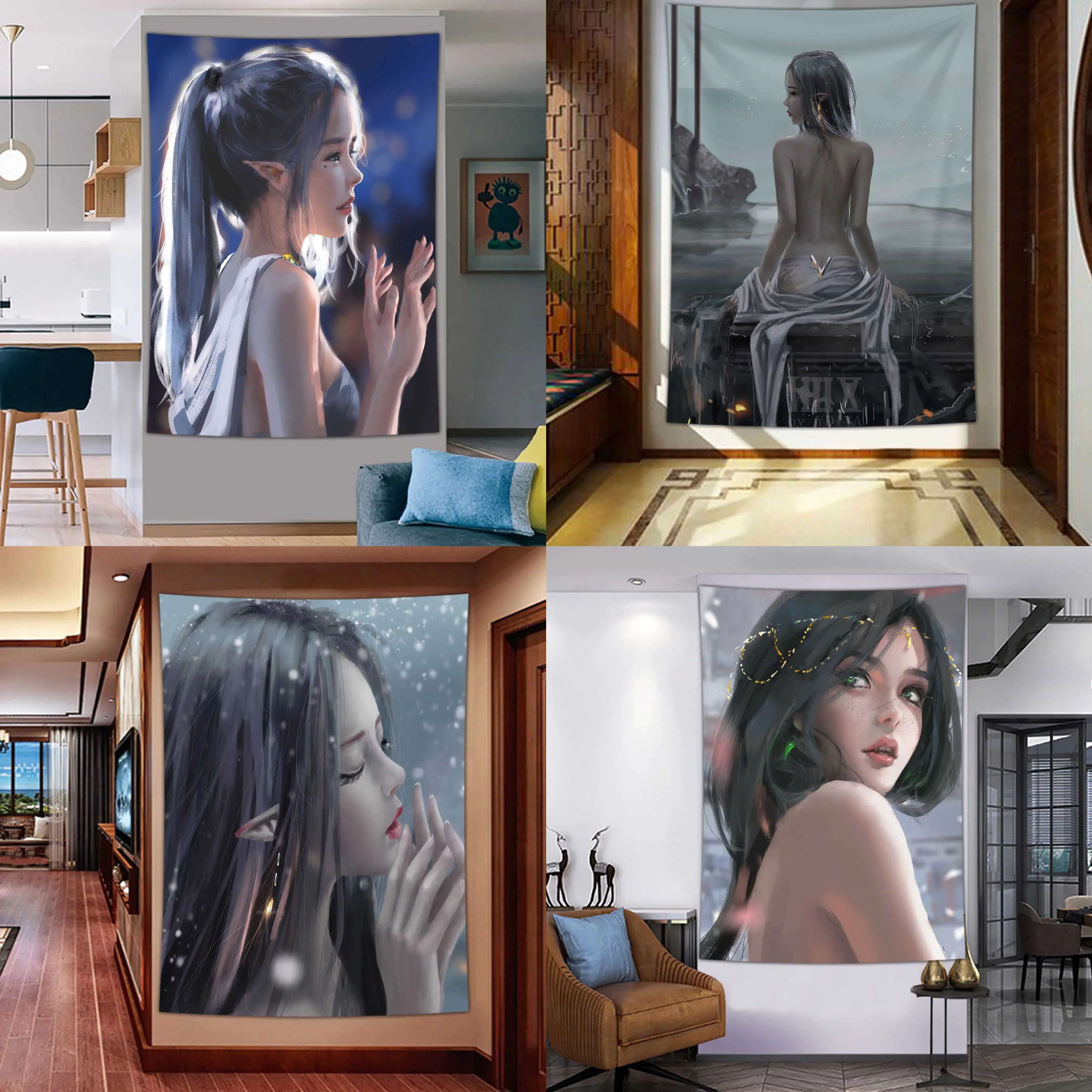 Kawaii Room Decor Mural Anime Sexy Beauty Dormitory Decoration Background Cloth Boho Decoration Home Decor Tapestry Beach Mat