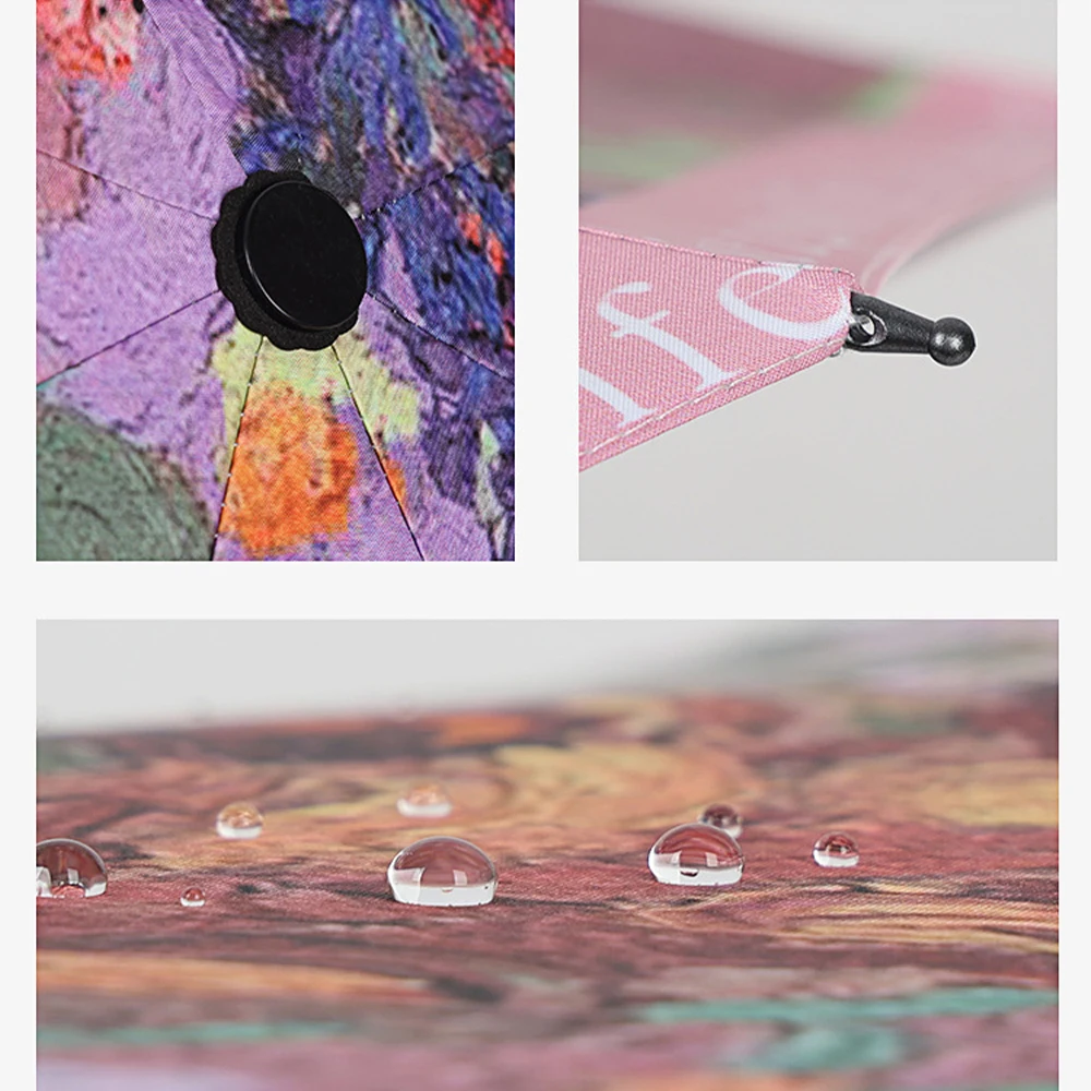 Rainproof Ladies' Umbrella with Garden Oil Painting Design Wind Resistant and Sun Protection Fashion folding umbrella