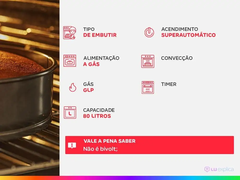 Forno a Gás de Embutir Electrolux OE8GH 80L - 220V 2