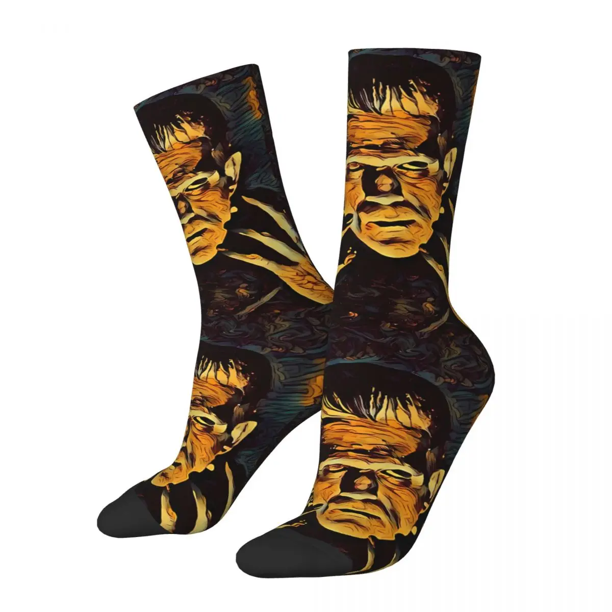 

Karloff Frankenstein Nordic Funny Men's Socks Retro Frankenstein Horror Film Harajuku Novelty Crew Sock Gift Pattern Printed