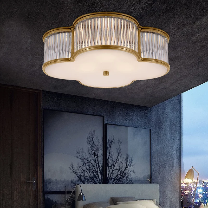 

LED bedroom ceiling lamp, post-modern simple model room, all-copper lamps, Hong Kong-style light luxury study bedroom lamp