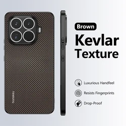 Kevlar Carbon Fiber Weave Matte Case with Camera Lens Protector - Business Edition - Xiaomi 14 Pro (Brown)