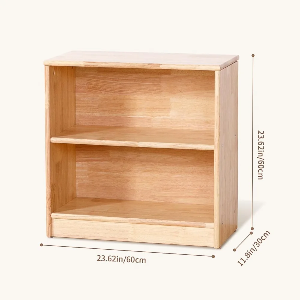 Rubber Wood Montessori Shelf and Toy Storage, 23.6" L, Compact Toddler Bookshelf , Solid Wood Storage Cabinet Shelves 2