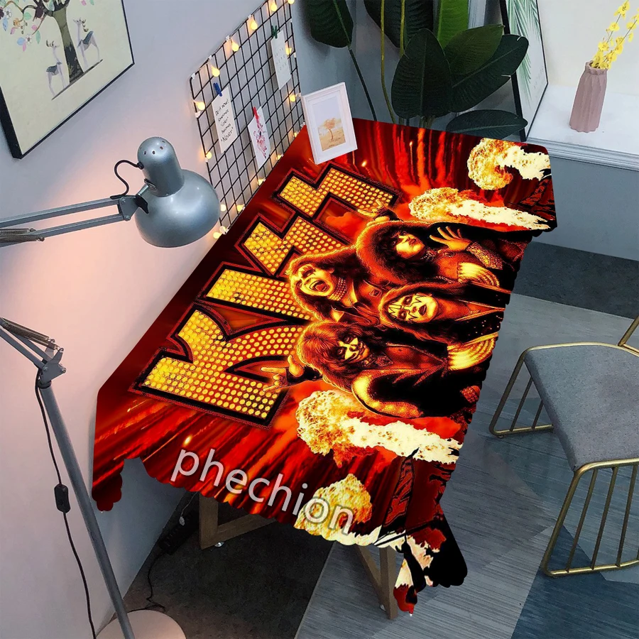 KISS ROCK BAND 3D Printed Dining Table Decor Tablecloth Thicken Fabric Rectangular and Wedding Table Cloth Cofee B08