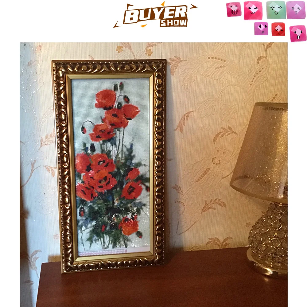 Diamond Painting Kits Full Drill Flower Wall Stickers Mosaic Poppy Flower Decorations For Home