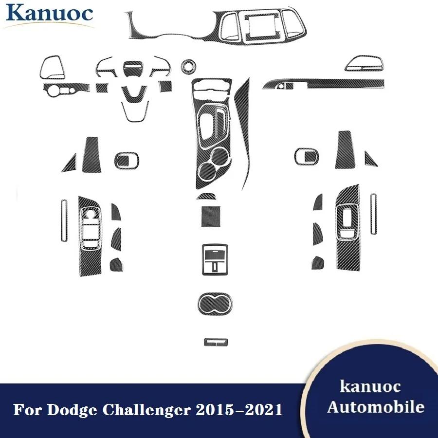 

Black Carbon Fiber Stickers Car Interior Decorative Accessories For Dodge Challenger 2015 2016 2017 2018 2019 2020 2021 Trim