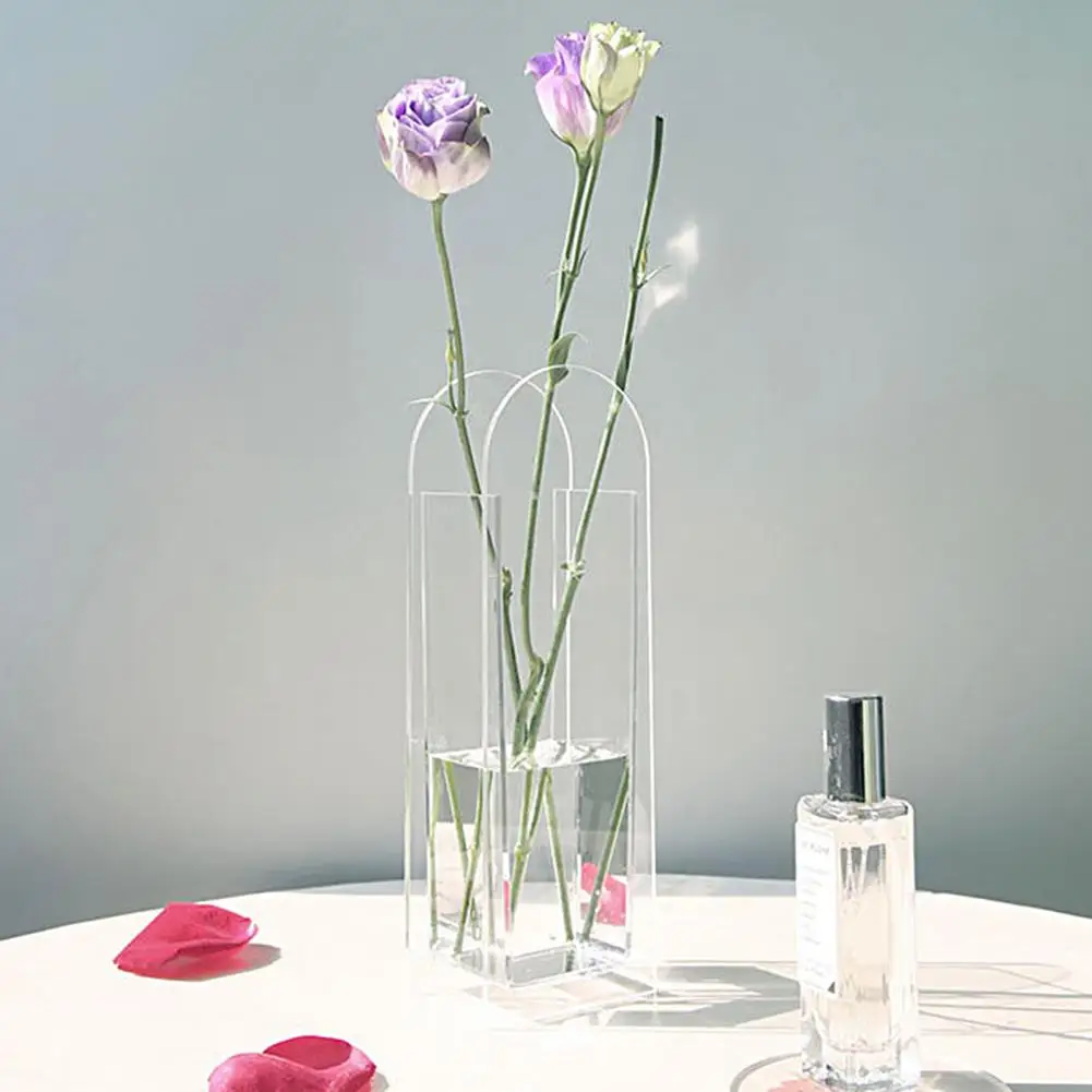 Unique Floral Container Compact Flower Pot Break Resistant Decorative Living Room Semitransparent Decorative Acrylic Vase 4