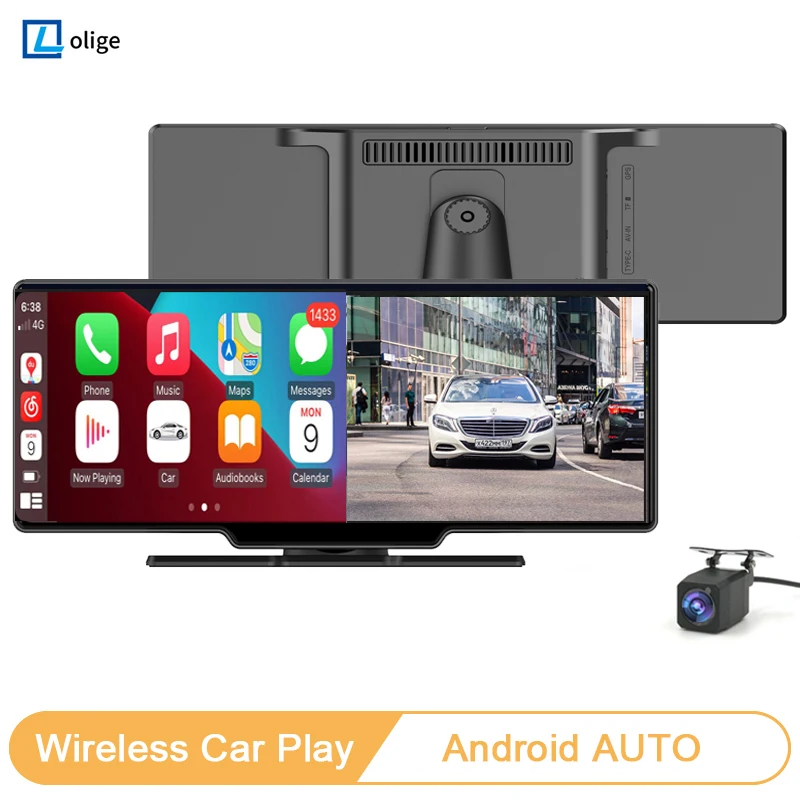 

10.26 Inch 2K Car Mirror Video Recording Carplay Android Auto Wireless Navigation DVR Black Box Rearview Camera Wifi Bluetooth