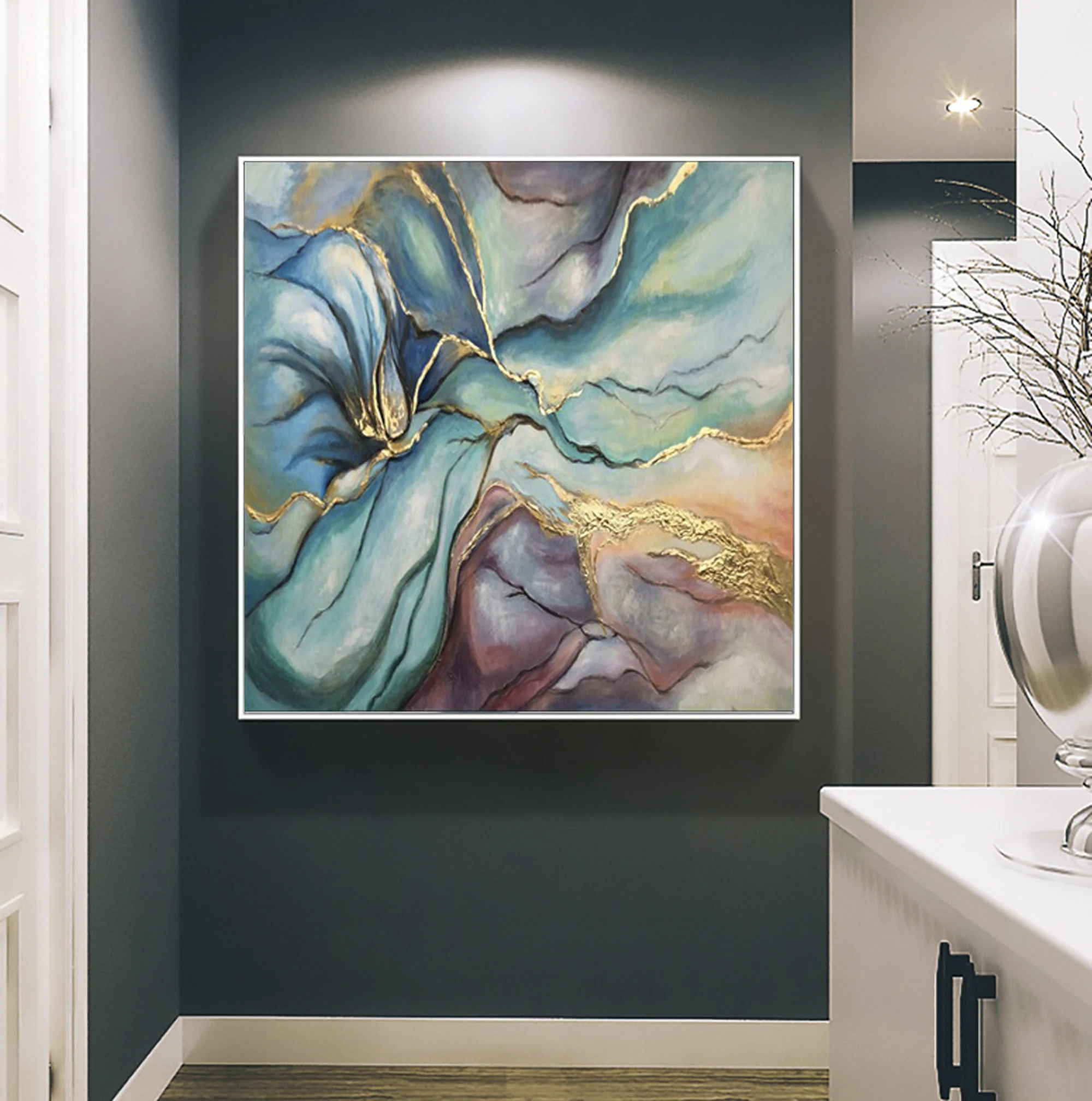 

Oil painting abstract art oil on canvas Silver modern wall decor painting Decoration picture room wall home decoration bedroom
